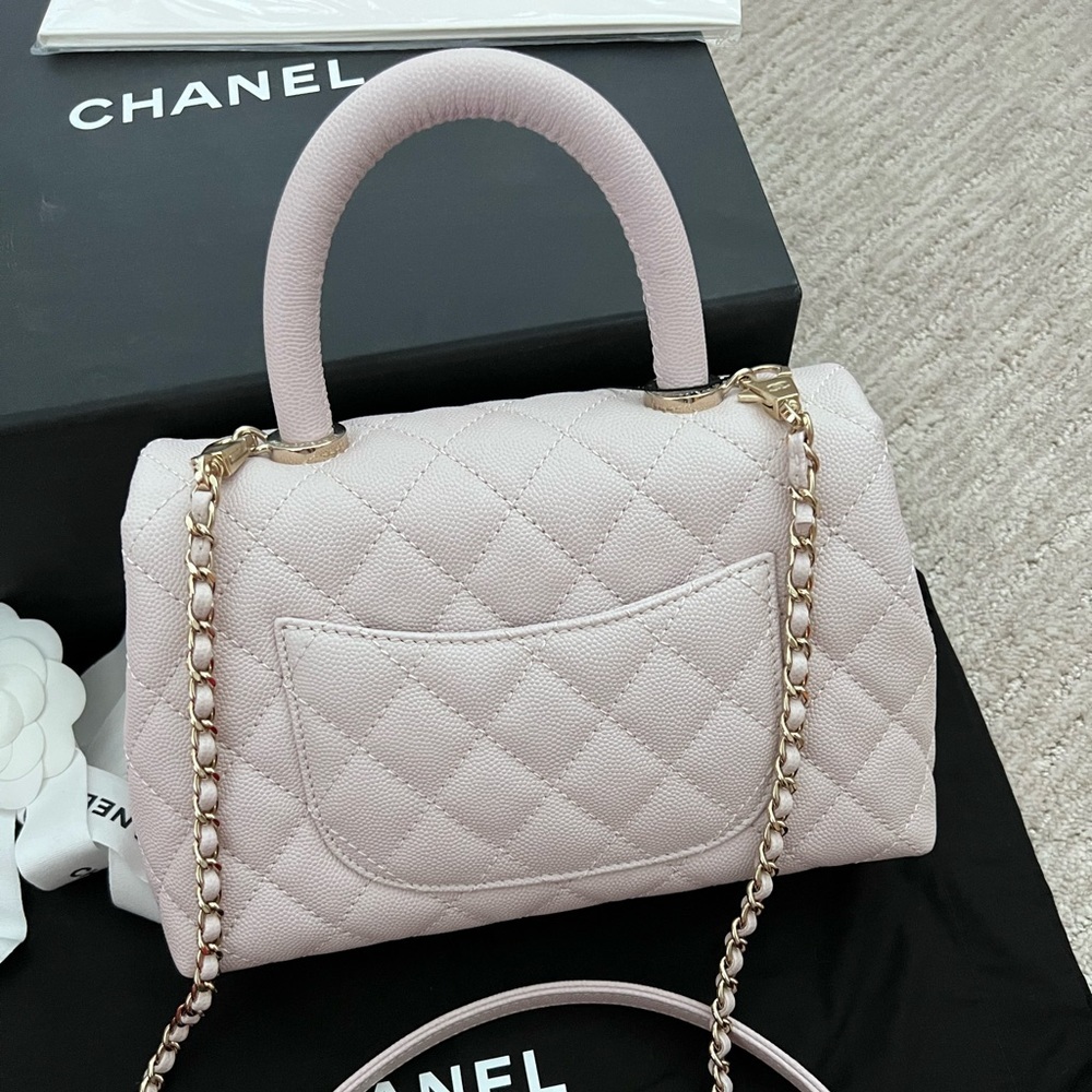 RARE 20A 2020 Chanel lilac small coco top handle pink shoulder bag - Picture 3 of 15